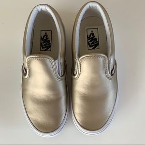 VANS Kids Metallic Gold Slip Ons in Size 13.5Y